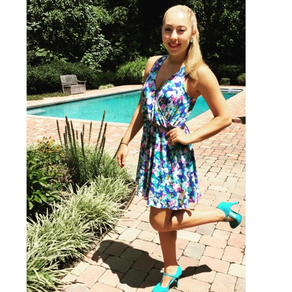 Blue Floral Dress, Size M, Lush